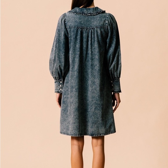 Peter Pan Collar Dress in Denim - Picture 2 of 4